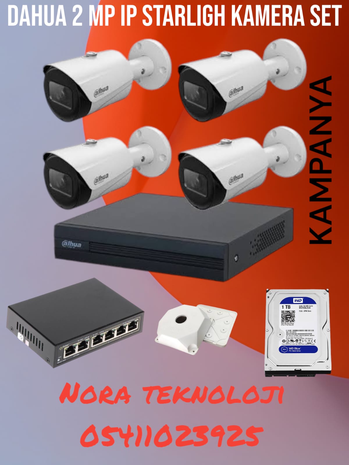 DAHUA 4 LÜ İP KAMERA SET